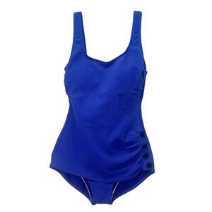 Vintage Esther Williams Blue One Piece Swimsuit Size 12 Retro Pin Up Made in USA